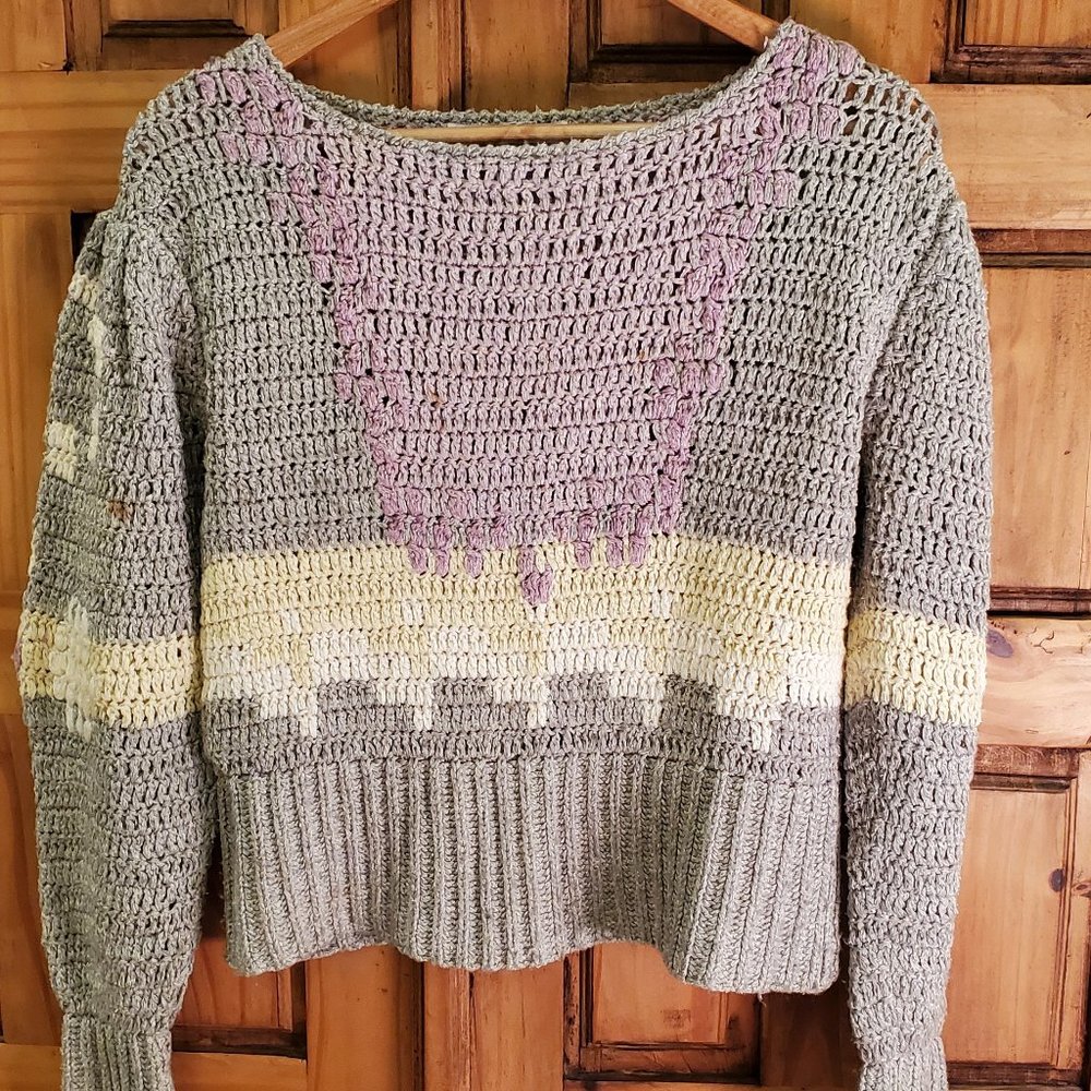 *flaws* Contempo Casuals Silk Acrylic Knit Sweater Large Cropped FLAWS